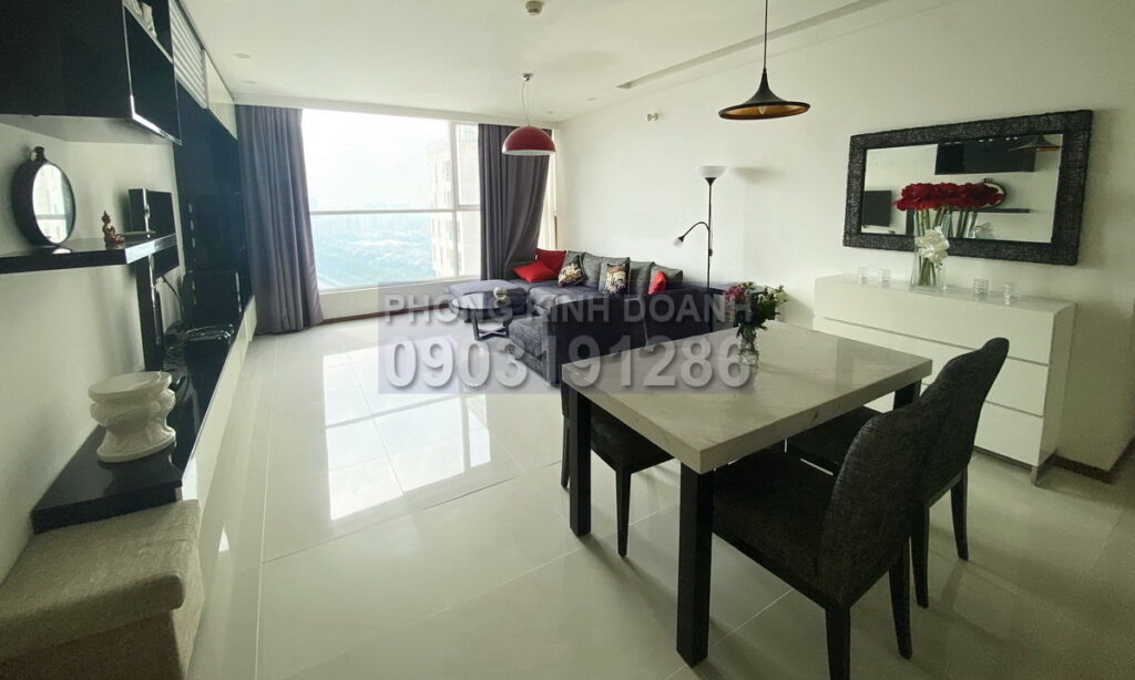 Cho thuê Thảo Điền Pearl 3 phòng ngủ lầu cao toà B nội thất full view sông